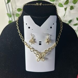 Gold plated Butterfly Necklace and Earring Set